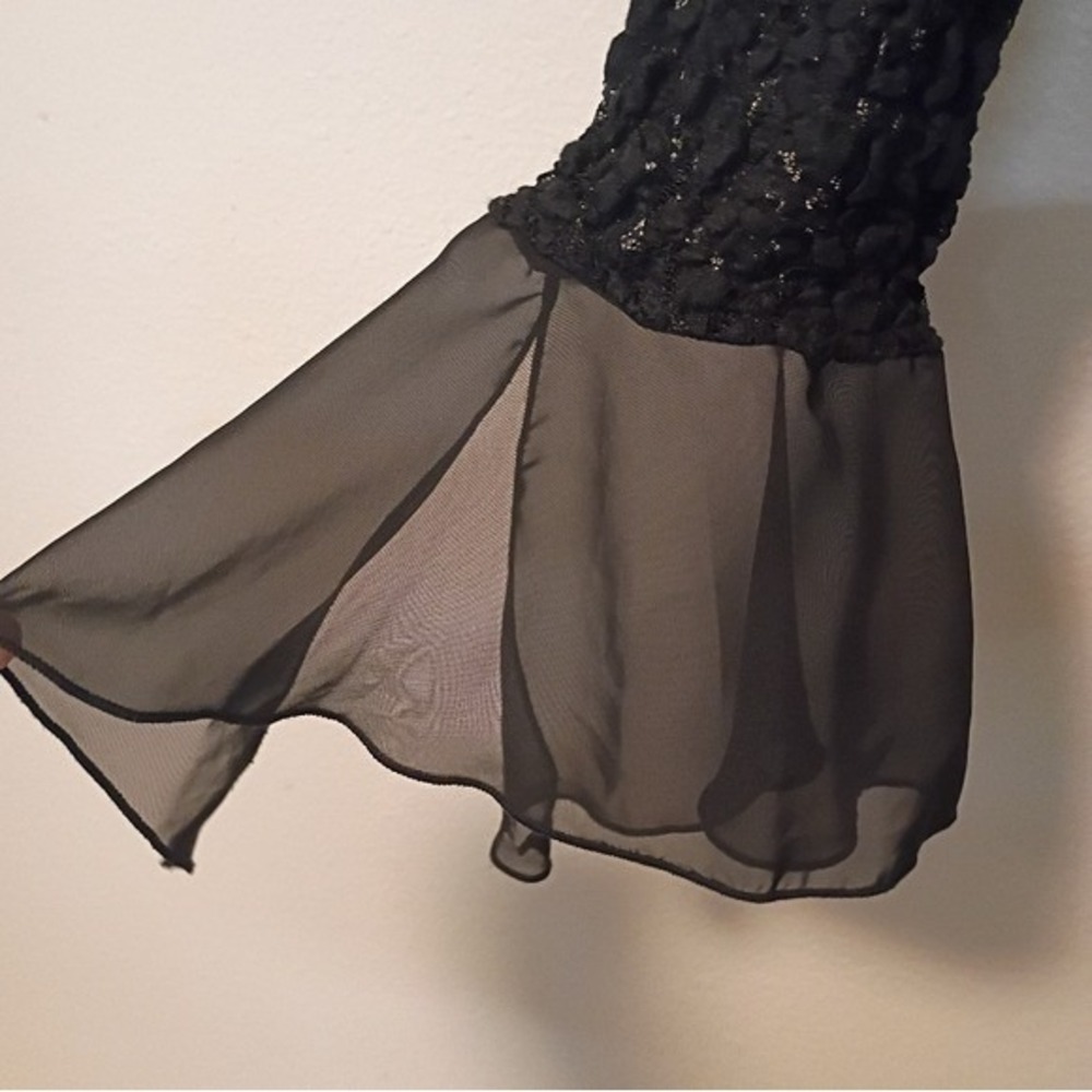 Metaphor Vintage Textured Scoop‎ Neck Long Sheer Sleeves Flutter Wrist Size Med - Picture 4 of 10